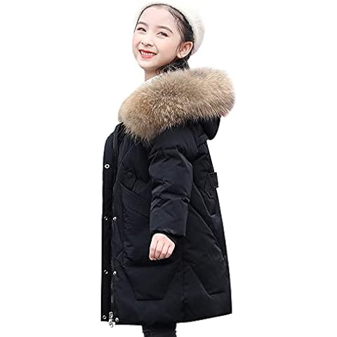 YFPICO Girls Winter Coat Faux Fur Hooded Padded Kids Parka Child Toddler School Jackets Windproof Warm Outerwear, Age 5 to 13 Cover