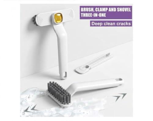 Image of Multi Function Toilet & Bathroom Cleaning Brush | Hard Bristle Rotating Crevice & Tile Scrubber | Floor, Toilet, Grout & Gap Cleaning Brush | Plastic Handle Cleaning Tool for Home
