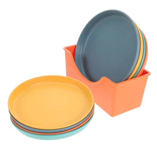 Alipis Dinnerware Sets Storage Rack Small Round Plate Set Plastic Snack Plate for Dessert Fruit Food Strong and Polished