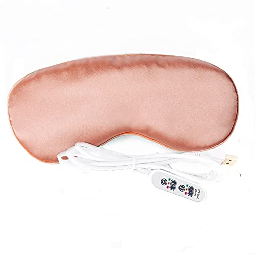 Heated Eye Mask USB Steam Warm Compress for Dry Eyes Relieves Dark Circles & Puffiness of Wormwood Electric Silk Eye Mask Treatment for Eye Fatigue,Sleep&Headaches (Pink)