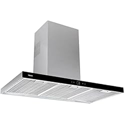 Teka DLH 986 T - Campana Extractora 90 cm, Decorativa, con Touch Control y Motor Ecopower, 3 Velocidades, Iluminación LED, Programador de Tiempo, Color Cristal Negro e Inoxidable