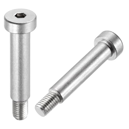QUARKZMAN 2Pz 304 Acciaio Inossidabile Bullone Spalla 10mm Diametro 45mm Lunghezza Filettatura M8x1.25 Bulloni Spalla Con Testa Esagonale Per Industrie Macchinari Idraulici E Stampaggio