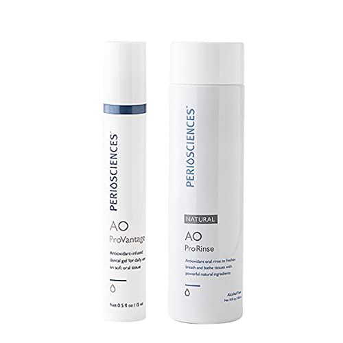 PerioSciences AO ProVantage Dental Gel 15ml & AO ProRinse Natural Mouthwash 10oz, Natural Cool Mint Flavor for Healthy Oral Care, Freshens Breath While Soothing Gums