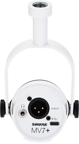 Image of Shure MV7+ Hybrid Podcast Microphone with Desktop Boom Stand - White
