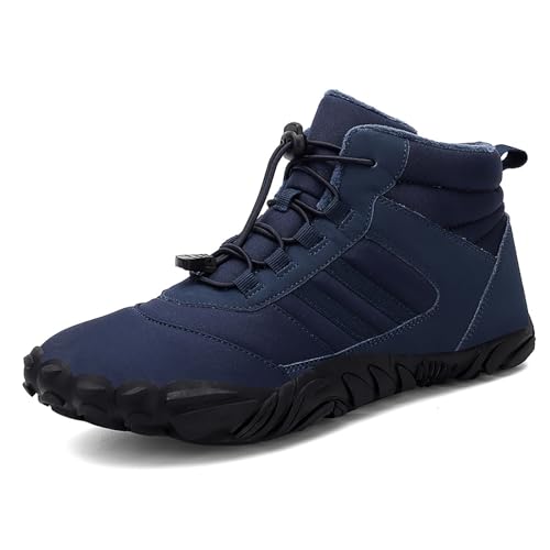 TDHLW Chaussures Pieds Nus,Bottes d'hiver Unisexes, Chaussures d'hiver Chaudes, antidérapantes, imperméables, Chaussures de Course sur Sentier pour Femmes et Hommes,Bleu,43 EU