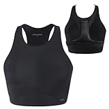 Sleep Soobi Racerback Longline Breast Pillow Bralette (Adjustable, Unlined, C+ Cup Sizes) for Chest Wrinkle Prevention Black