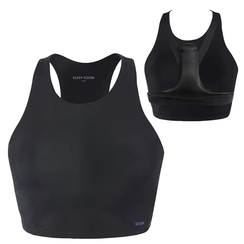 Soobi Racerback Longline Breast Pillow Bralette (Adjustable, Lined, C+ Cup Sizes) for Chest Wrinkle Prevention