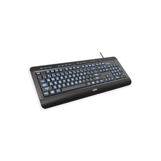 Azio Large Print Keyboard - USB Computer Keyboard with 3 Interchangeable Backlight Colors (KB505U)