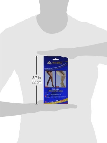 Image of ITA-MED Microfiber Thigh Highs - Compression (25-35 mmHg): H-306(2), 2 Count, X-Large, Beige /Black