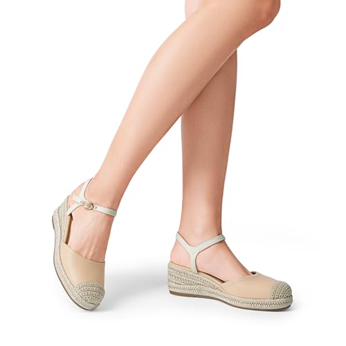 Image of DREAM PAIRS Women's Wedge Sandals, Closed Toe Espadrilles Platform Wedge Heels with Adjustable Ankle Straps and Comfortable Cushion Insoles