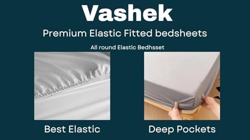 Image of 380 TC Premium Glace Cotton Elastic Fitted Bedsheet King Size with 2 Pillow Covers King Size | Double Bed with All Around Elastic (Coffee Frill, Fitted - Double72x72)