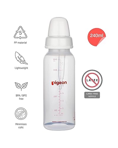 Pigeon Cleft Palate Nursing/BabyFeeding Bottle for New Born | Japan's No.1 Brand | Feeder with Silicone Long Nipple | BPA Free | BPS Free | Transparent | Adjustable Milk Flow |240 ml