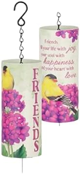 Carson Home Accents Friends Cylinder Sonnet Sentiment Wind Chime, 18-inch Length, Aluminum, Outdoor Decoration