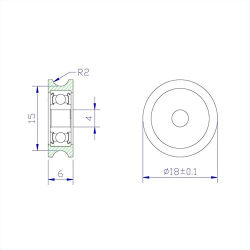 Roulement à billes 624 ZZ galet plastique POM 4x18x6 mm 2 pièces