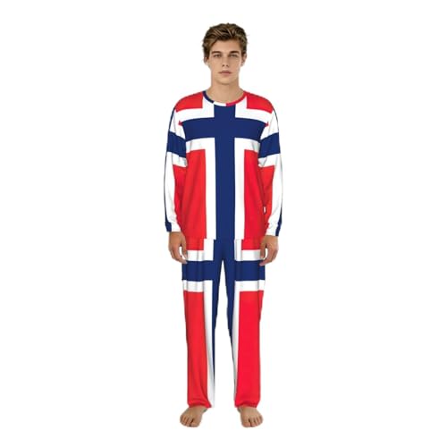 Pyjama homme à manches longues vêtement de nuit imprimé norvégien détente S-3XL