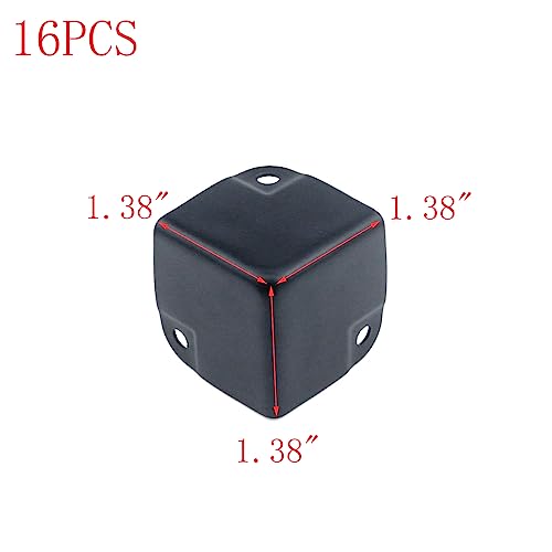 Image of MY MIRONEY 1.38 inch Black Corner Protector 16Pcs Metal Cabinets Speaker Corners Protector for Flight Road Case Cabinet,Amplifier Speaker Cabinet