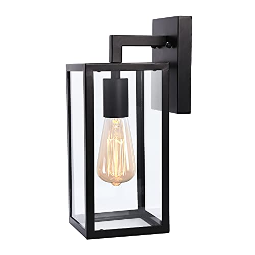 Outdoor Wall Lantern, Ledesign Outdoor Lights Wall Mount, Exterior Wall Sconce Fixture with E26 Base Socket , Wall Mount Lights Anti-Rust Waterproof Wall Lamp with Clear Glass Shade for Porch, Doorway