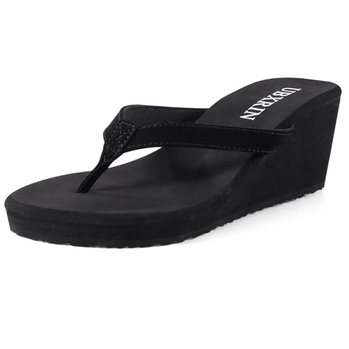 UBXRIN Women's Wedge Flip Flops Comfortable Platform Thong Sandals,Beach Pool Casual Summer Slip-On Shoes