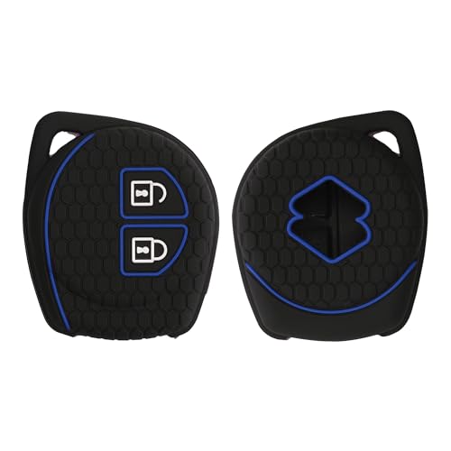 kwmobile Accessoire clé de Voiture Compatible avec Suzuki 2-Bouton - Coque en Silicone Souple pour Clef de Voiture Bleu-Noir Mat