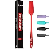 Silicone Jar Spatula | 600F Heat Resistant Non-Stick Rubber Scraper | Perfect for Jars, Smoothies, Blenders | One Piece Utensils | Durable Kitchen Cookware (UpGood Professional Spatulas, Red)