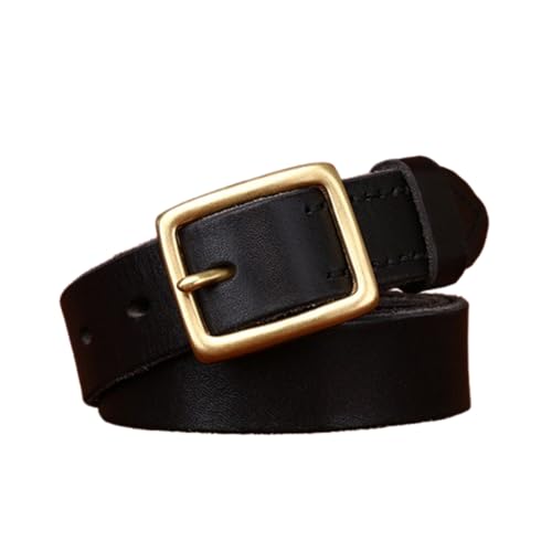 Ceinture en cuir véritable homme femme avec boucle carrée dorée 2.8cm