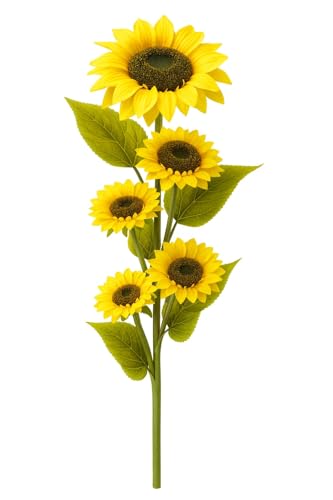 Image of Large Artificial Big Size Yellow Sunflower Single Stick 117cm Tall,25 cm Wide Real Look Full Bloom with Long Stem 5 Giant Fake Silk Sunflowers Floral for Vase,Home,Office & Party Decoration(Pack of1)