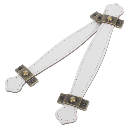 Ciieeo Lot de 2 Poignées de Porte en Alliage de Zinc avec Revêtement en Cuir Pu Blanc, Poignées de Meuble Rétro Ergonomiques 96 Mm, Adaptées pour Tiroirs,...