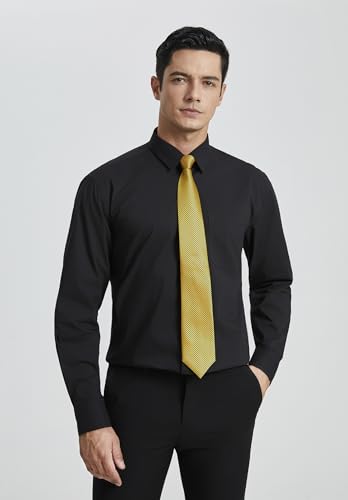 HISDERN Solid Check Tie Handkerchief Woven Classic Men's Necktie & Pocket Square Set