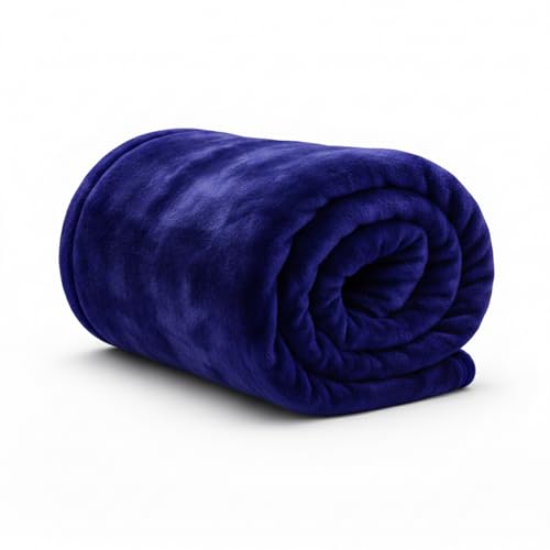 Rohi Royal Blue Throw Blanket Single Size 127x152cm | Super Soft & Warm Plush Fleece Throws For Sofas | Fluffy Blanket for Bed & Couch | Versatile & Lightweight Fleece Blanket for Adults