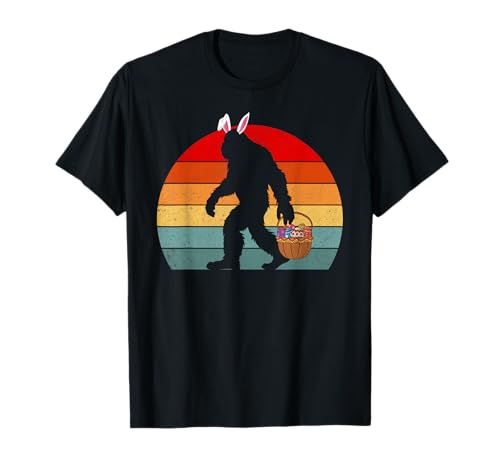 Vintage Bigfoot Sasquatch Bunny Egg Hunt Squad Easter Day T-Shirt