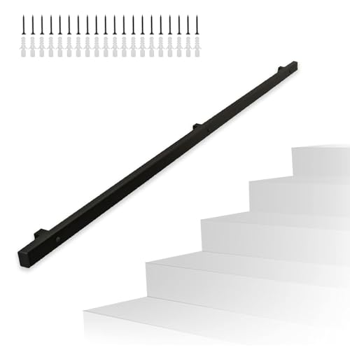 Rampe d'escalier noire de 200 cm en kit complet de fer forgé