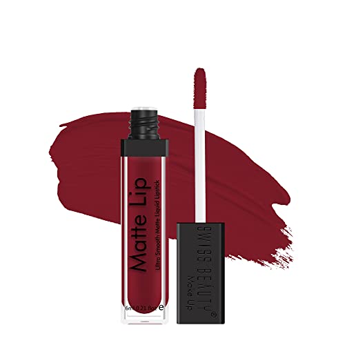 Swiss Beauty Ultra Smooth Matte Liquid Lipstick, Smooth Lip Color, Weightless Finish, Silky Matte Finish, Shade- Heart-breaker, 6ml