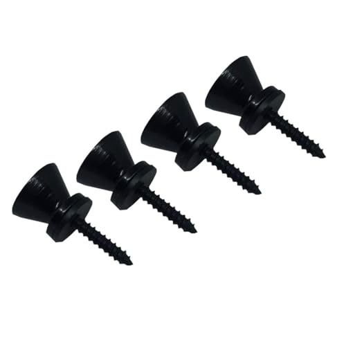 Missmore Metal Strap Buttons End Pins with Mounting Screws for Electric Acoustic Guitar, Bass, Ukulele (Black-4Pack New)