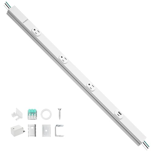 SURAIELEC 24 in Hardwired Under Cabinet Power Strip with USB-A & USB-C 3 TR Outlets Custom Length Plug Molding Under Cabinet Seamless Outlet Strip for Kitchen Cabinets Workshop ETL Listed White