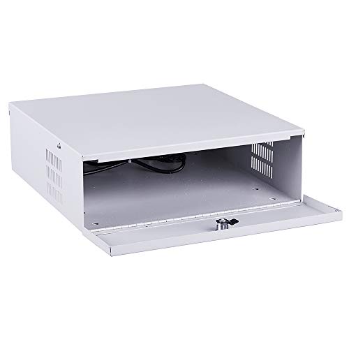 Kenuco White Heavy Duty 16 Gauge Steel DVR Security Lockbox with Fan (WH 14.86’’ x 15’’ x 4.96’’)