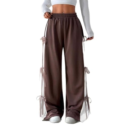 Pantalon de survêtement ample à taille élastique avec nœud pour femme