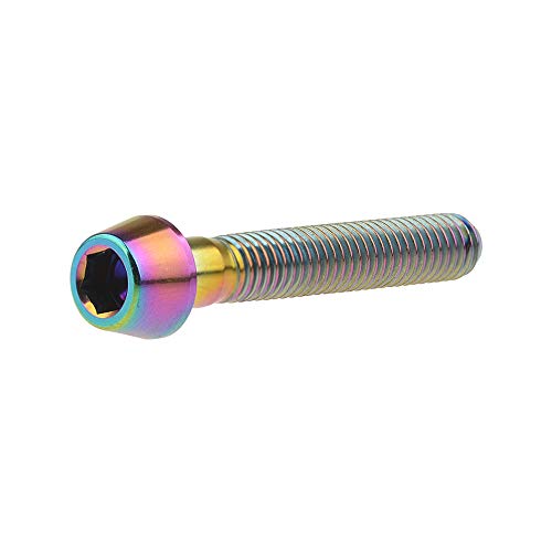Image of Titanium Ti Bolt M5x9 16 18 20 25 30 35 40 45 50 55 60mm Tapered Head Screws Pack of 4 (M5x30mm, Ranibow)