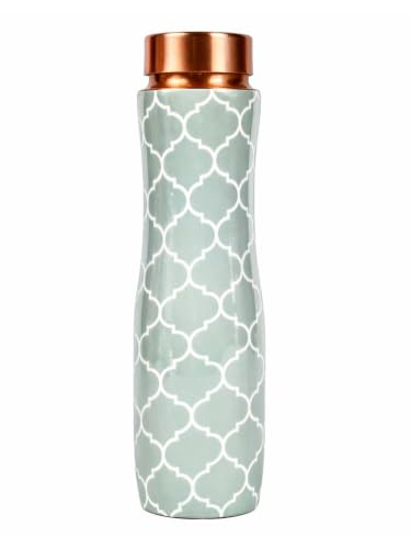 Image of Pure Copper Water bottle | 100% Pure Copper Water Bottle I Leak Proof & Rust Proof I Copper Bottle for Home, School & Office | Matte Finish (Grey Curve, 1)