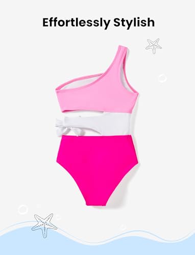 Image of PATPAT Family Matching Swimsuits: Mommy and Me One Shoulder Colorblock Bathing Suits One Piece Swimwear Sets