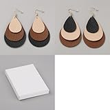 CALFOVERA 2 par de Pendientes Bohemios Chic de Piel Sintética de Triple Capa con Forma de Lágrima, Ligeros, con Colgante de Gota de Agua, Estilo Bohemio Hippie, Joyería para Mujer, Accesorios