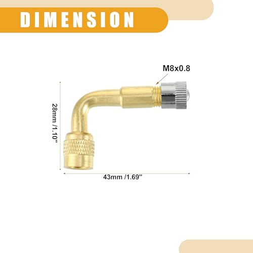 Image of 1 Set 90-Degree Universal Tire Valve Stem Extenders Extension Adapter - Cars RV Bicycles Motorcycles Trailers Tubeless Tire Valve - Copper Gold Tone