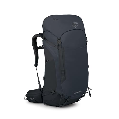 Image of Osprey Kestrel LT 65L Men's Backpacking Backpack - Lightweight Hiking & Camping Bag with Waterproof Raincover, Black