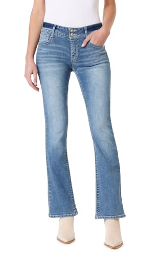 Image of WallFlower Bling Back Pocket Bootcut Jeans for Women, Luscious Curvy Fit, Embellished Mid-Rise Insta Stretch Denim