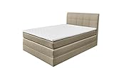 Maße: 121x113x209 (B/H/T) Stella Trading New Bedford 2 Boxspringbett 120x200, Stoff, Sand, 209 x 121 x 113 cm
