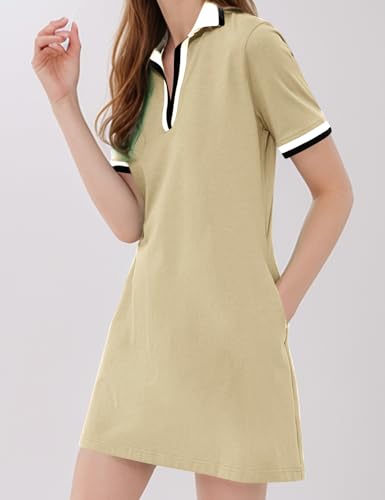 Image of Kissonic Polo Dresses for Women Short Sleeve Tennis Golf Dress V Neck Summer Casual Dress with Pocket