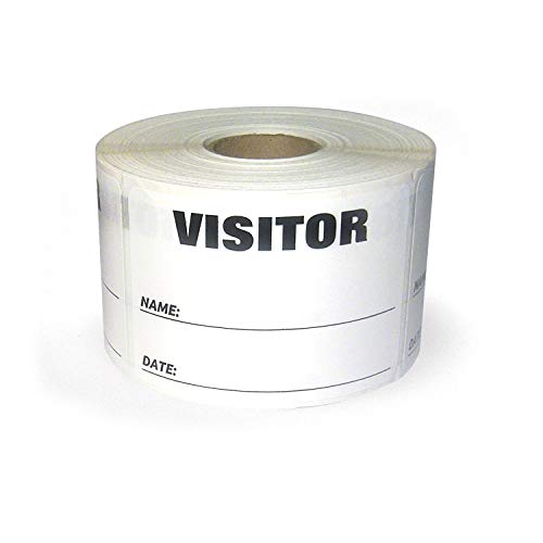 Etiquetas para visitantes autoadhesivas de 3x2, rollo de 500 etiquetas blancas de identificación