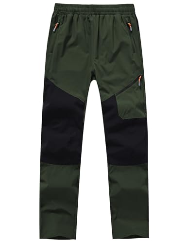 Buyboxs Jungen Outdoorhose Kinder Mädchen Wanderhose Leicht Atmungsaktiv Trekkinghose Sommer-Military Green + Schwarz-S