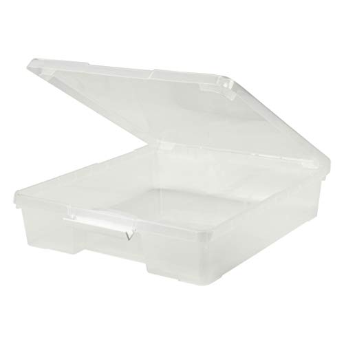 Storex Classroom Craft Project Box – Stacking Plastic Organizer Fits 12X12 Scrapbooking Paper, Clear, 5-Pack (63209U05C) #TOP5