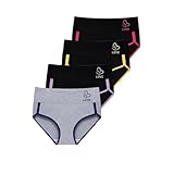 Women's Breathable Waisted Sports Underwear Brief Panties, 4-Pack, High Waist, Moisture (US, Alpha, Medium, Regular, Regular, Multicolor)