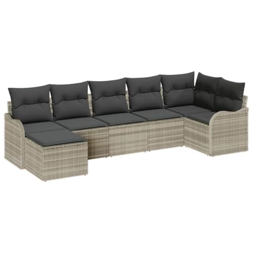 VidaXL Conjunto de sofá de jardín 7 pcs Gris Claro ratán sintético de sofás para y terraza diseño